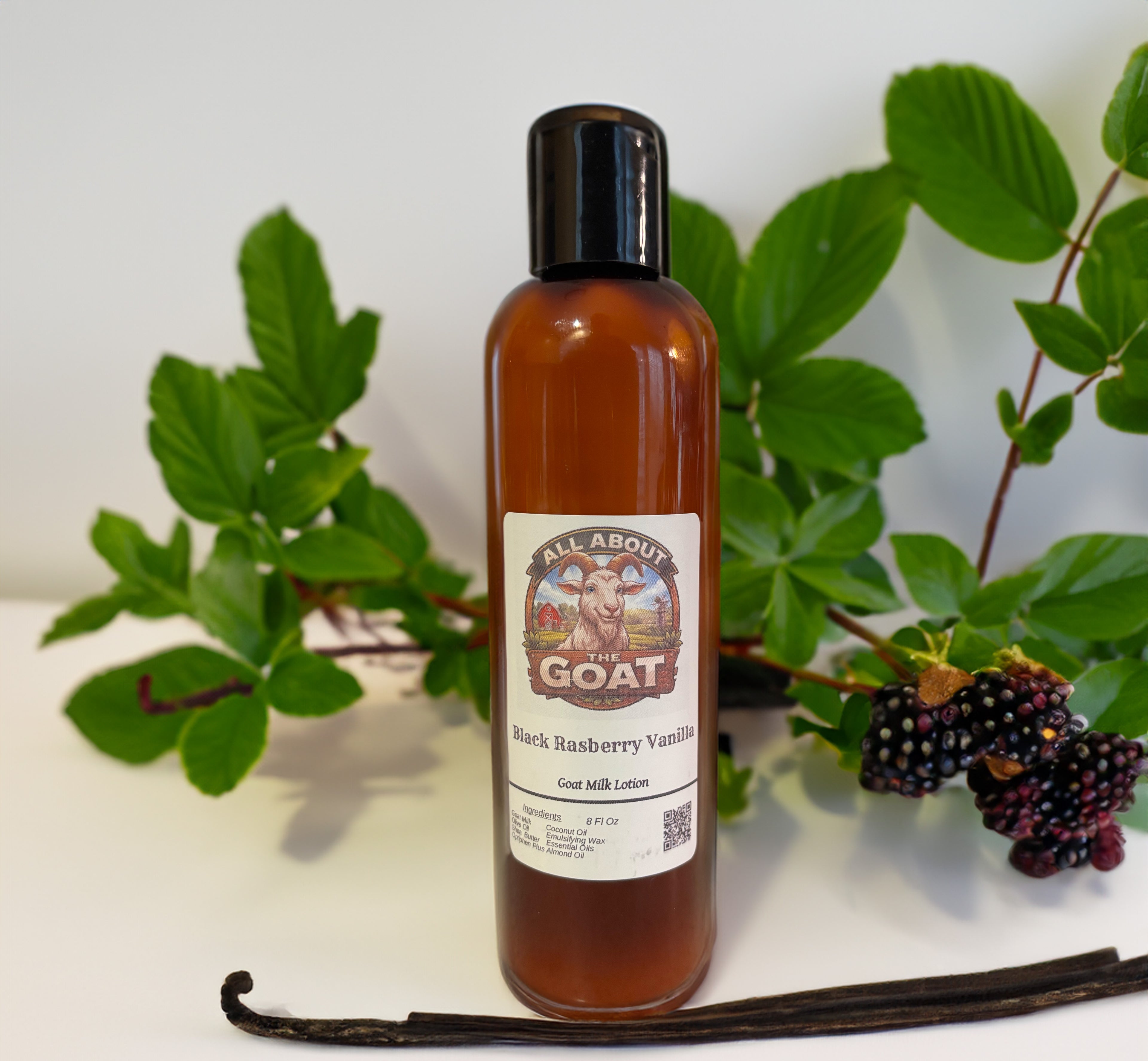 8 Oz Skin Care Lotion Black Rasberry Vanilla made with Goat Milk Soap