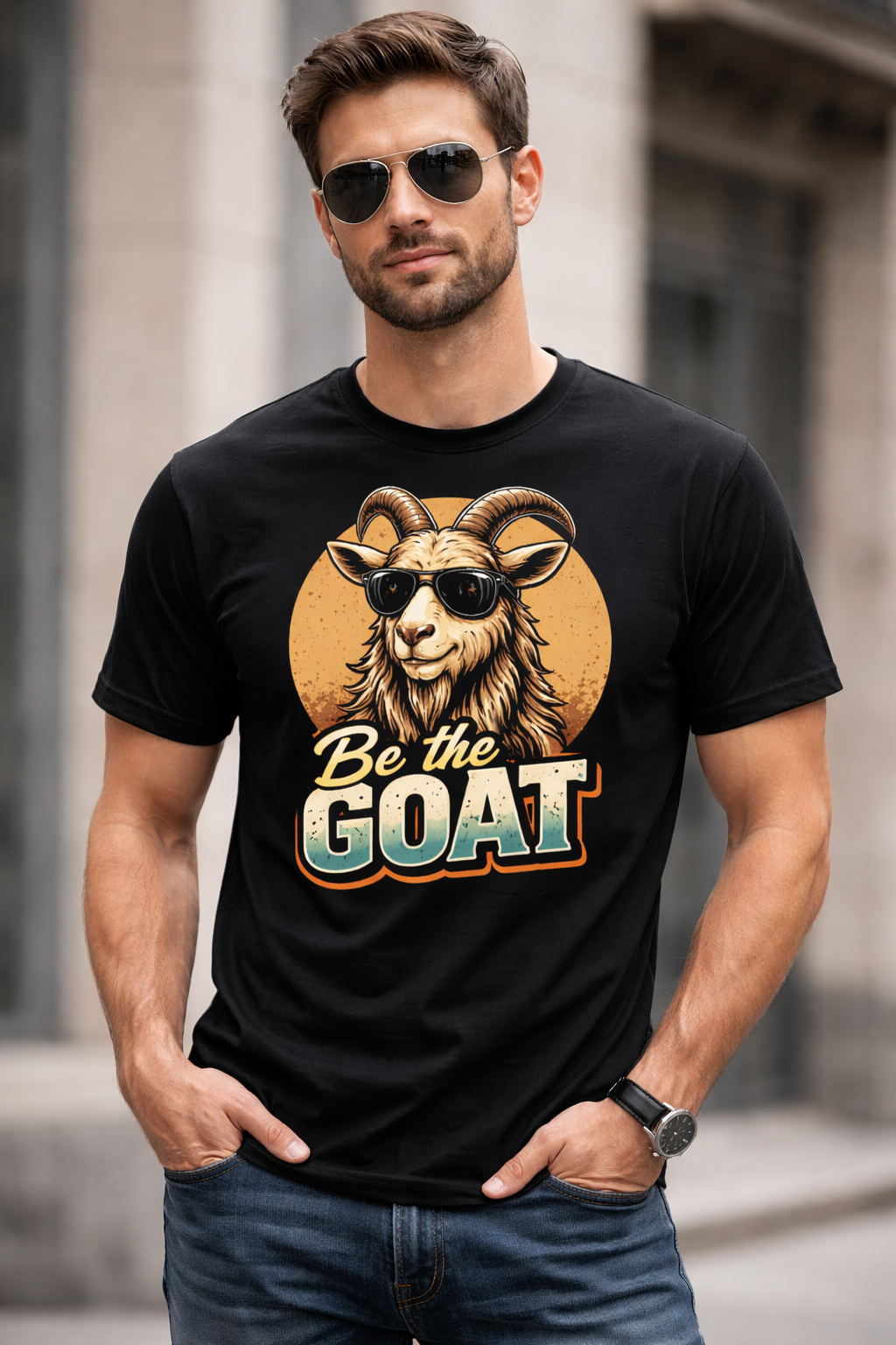 Short Sleeve T-shirt. Male and Female. Be the Goat!