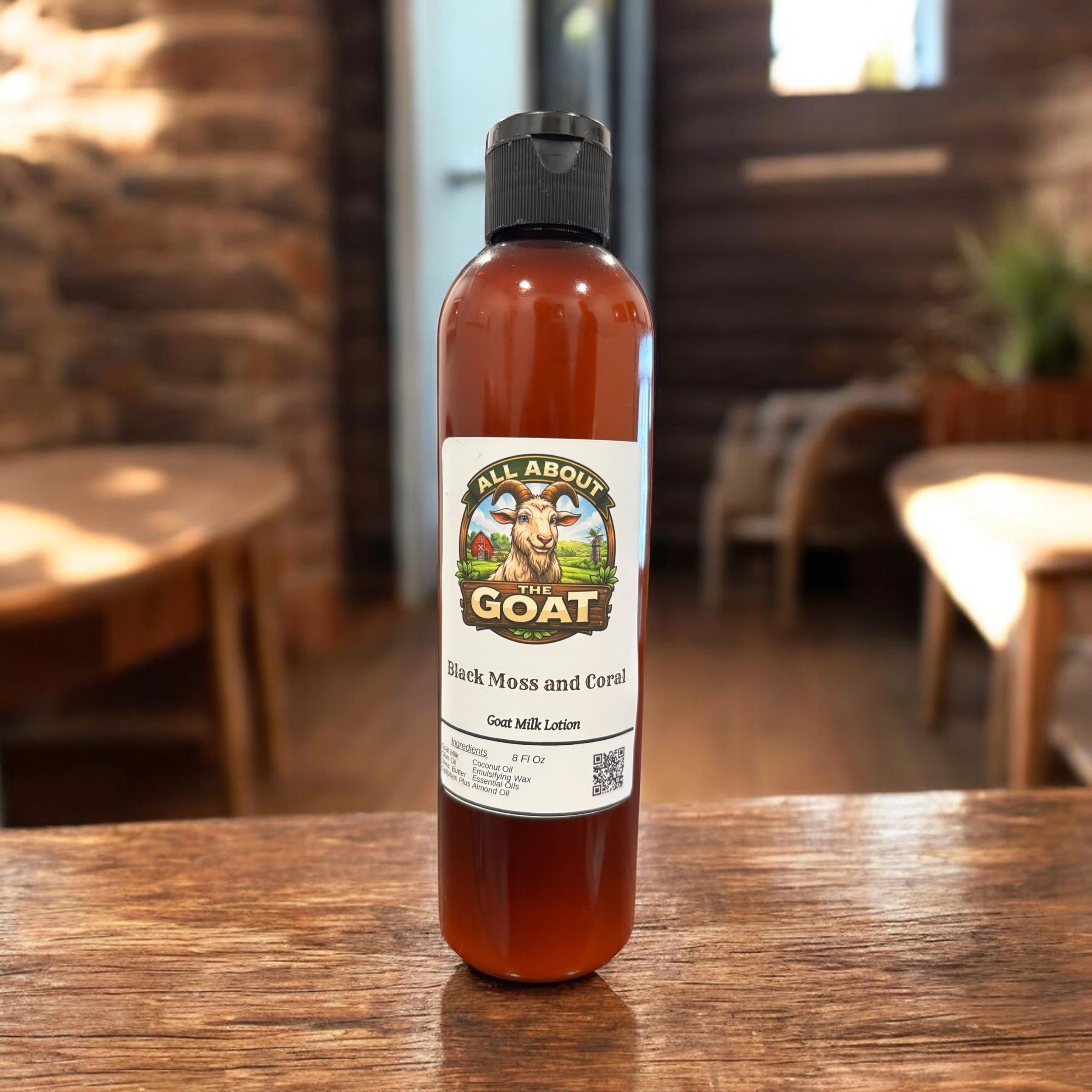 8 Oz Skin Care Lotion: "Black Moss and Coral" made with Goat Milk Soap