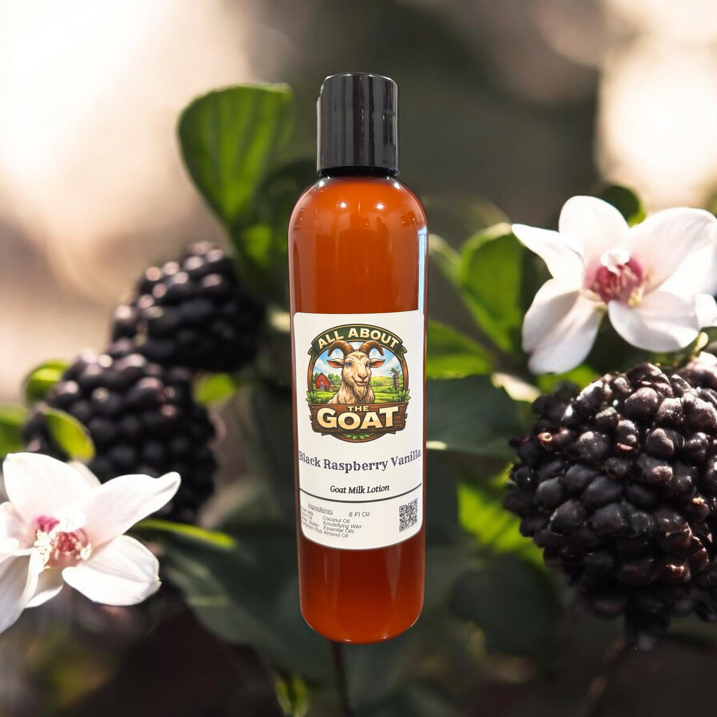 8 Oz Skin Care Lotion: "Black Raspberry Vanilla" made with Goat Milk Soap